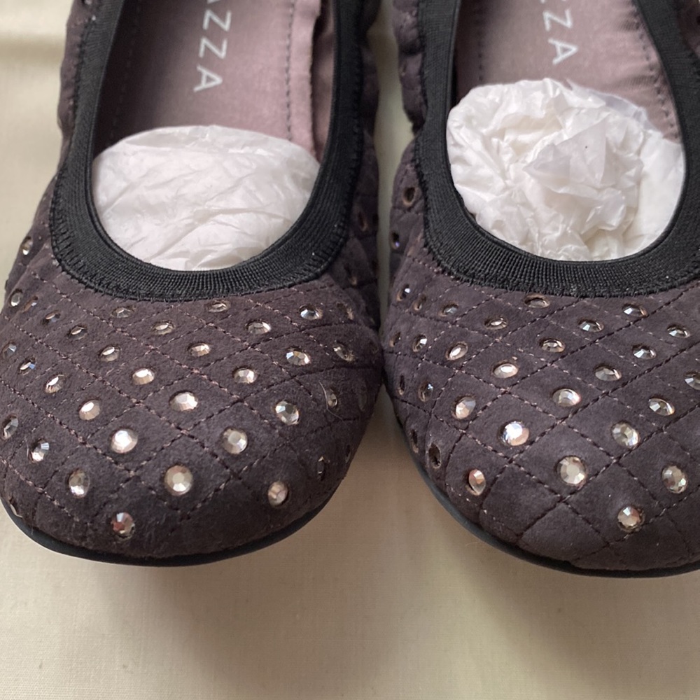 Apepazza Charcoal Suede Jeweled Flats View 2
